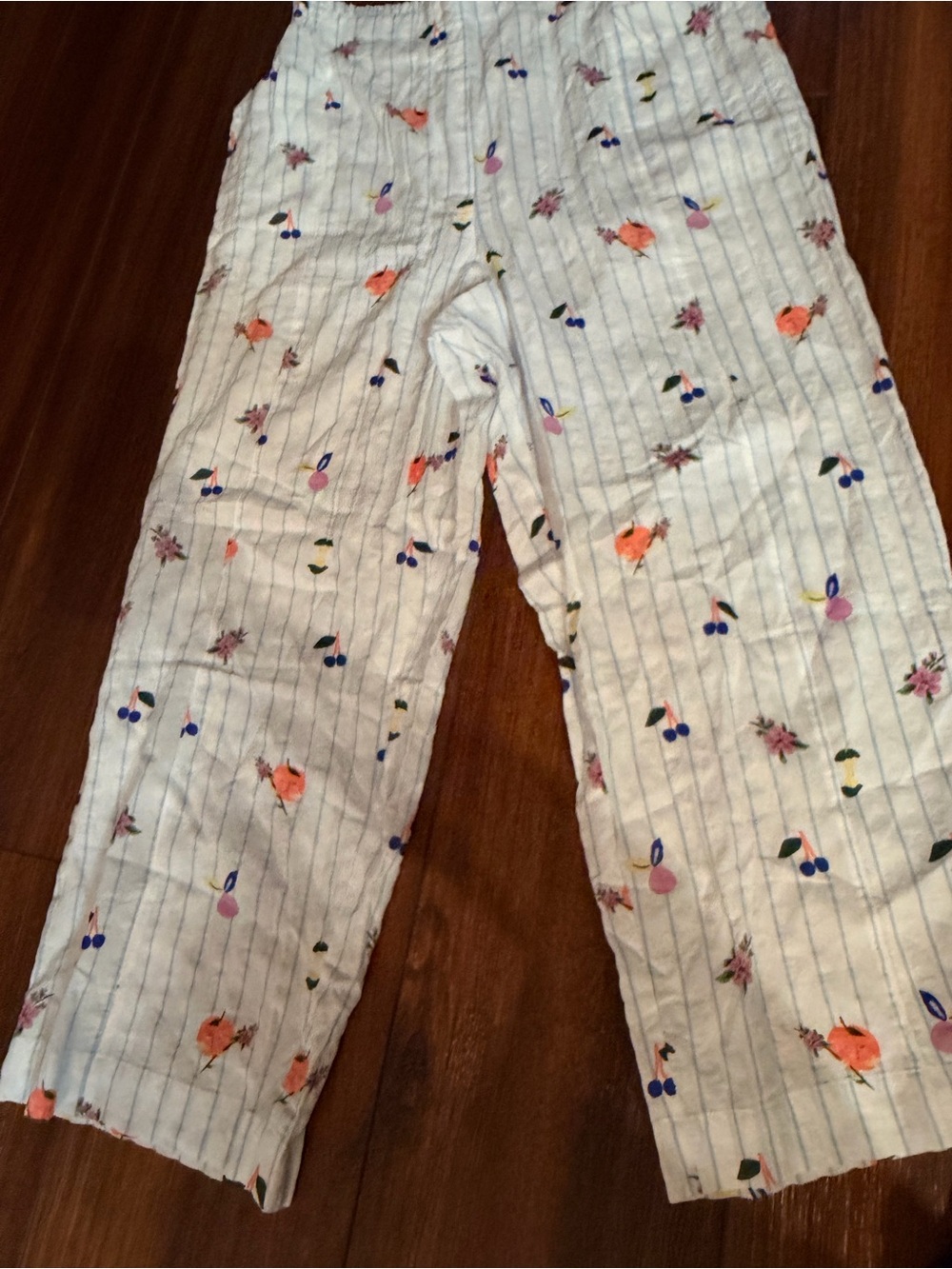 Anthropologie lyrebird White Floral Pinstripe Pajama Pants
